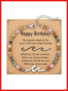 Women's Wave Charm Beaded Bracelet Adjustable Gift for Her